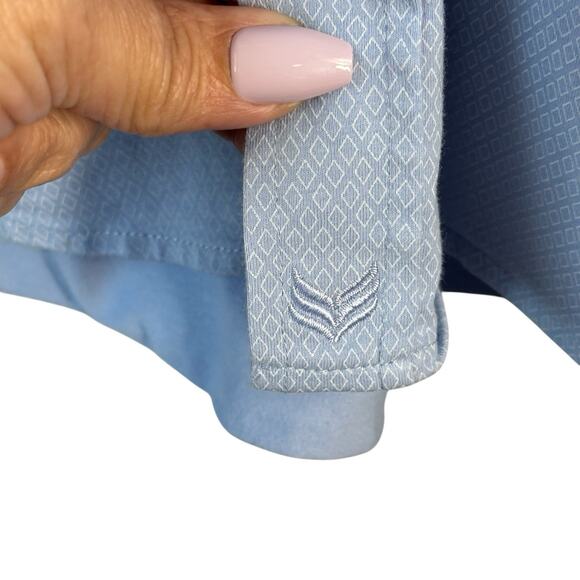 Buttercloth Mens Shirt XL Blue Short Sleeve Button Down Icy Cotton Regular Fit - Picture 8 of 9